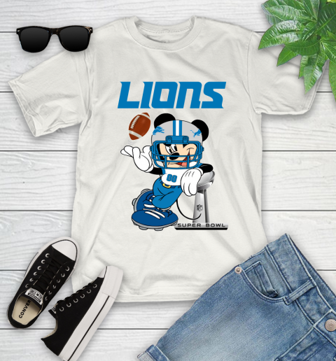 NFL Detroit Lions Mickey Mouse Disney Super Bowl Football T Shirt Youth T-Shirt