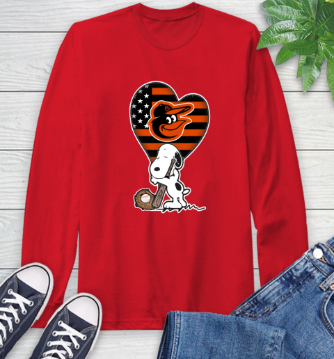 Baltimore Orioles MLB Baseball The Peanuts Movie Adorable Snoopy Long Sleeve T-Shirt 10