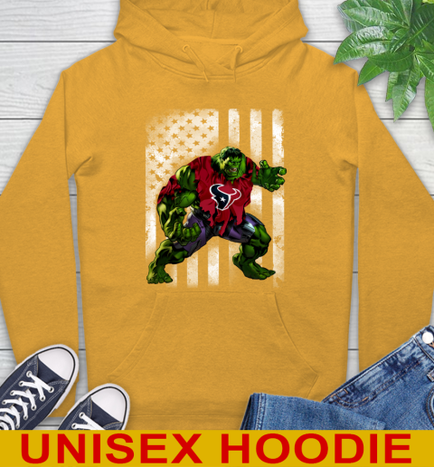 Houston Texans Hulk Marvel Avengers NFL Football American Flag Hoodie 2