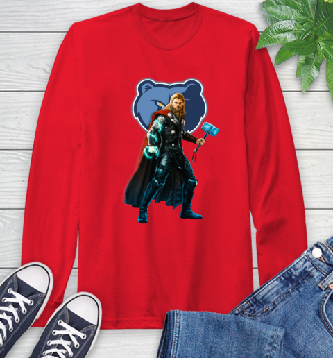 NBA Thor Avengers Endgame Basketball Memphis Grizzlies Long Sleeve T-Shirt 10