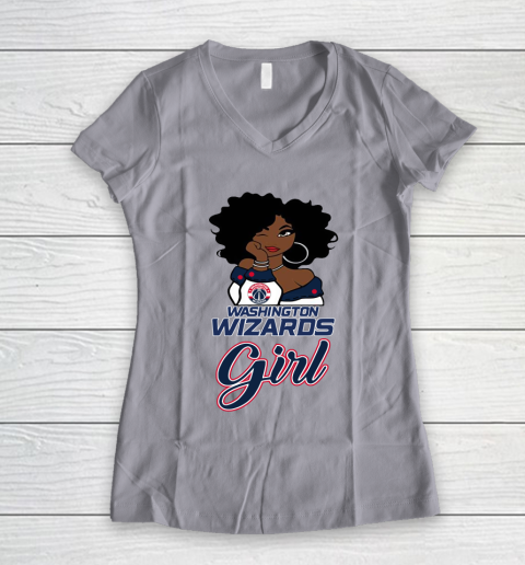 Washington Wizards Girl NBA Women's V-Neck T-Shirt 4