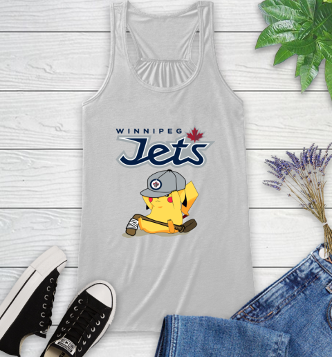 NHL Pikachu Hockey Sports Winnipeg Jets Racerback Tank