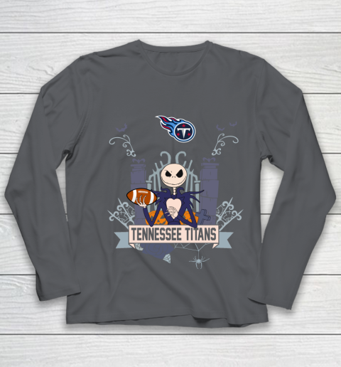NFL Tennessee Titans Football Jack Skellington Halloween Youth Long Sleeve 6