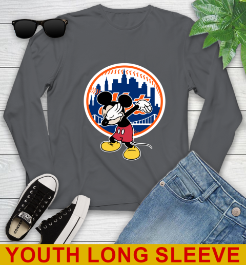 New York Mets MLB Baseball Dabbing Mickey Disney Sports Youth Long Sleeve 9