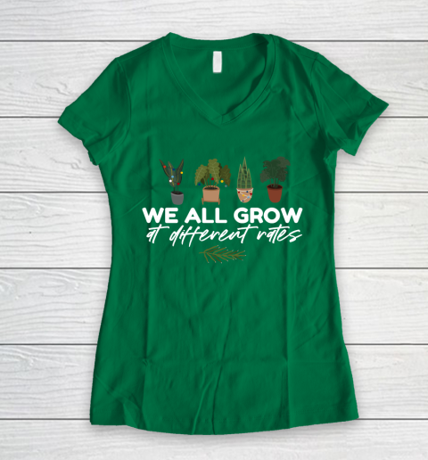 We All Grow At Different Rates, Special Education Teacher Autism Awareness Women's V-Neck T-Shirt 3