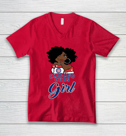 Chicago Cubs Girl MLB V-Neck T-Shirt - Image 8