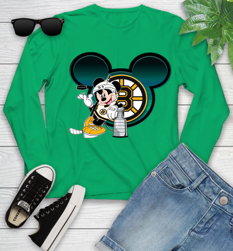 NHL Boston Bruins Stanley Cup Mickey Mouse Disney Hockey T Shirt Youth Long Sleeve 6