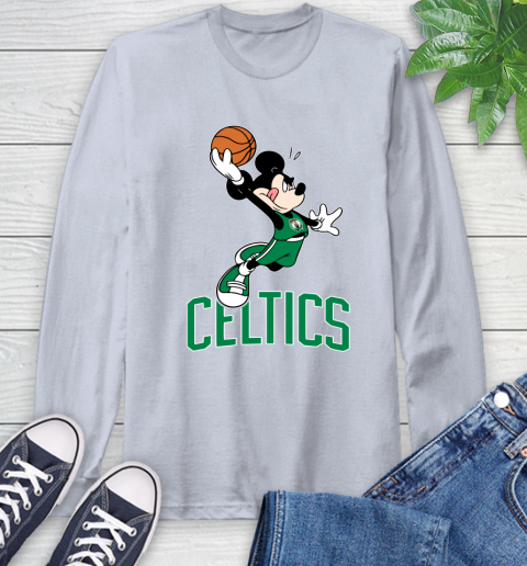 NBA Basketball Boston Celtics Cheerful Mickey Mouse Shirt Long Sleeve T-Shirt 6
