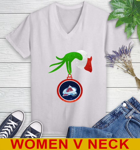 Colorado Avalanche Grinch Merry Christmas NHL Hockey Women's V-Neck T-Shirt
