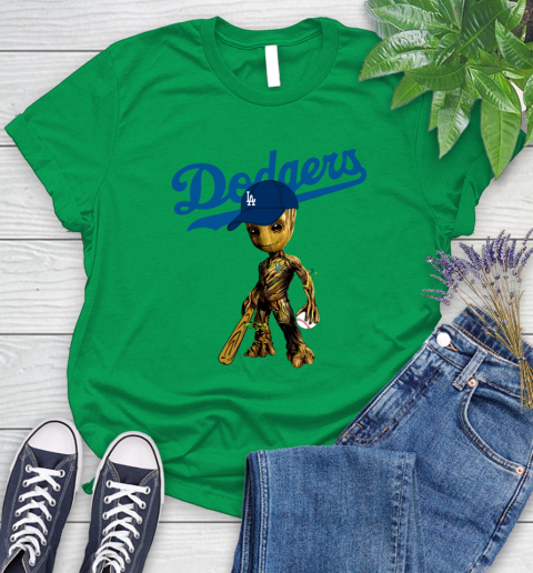 MLB Los Angeles Dodgers Groot Guardians Of The Galaxy Baseball Women's T-Shirt 6