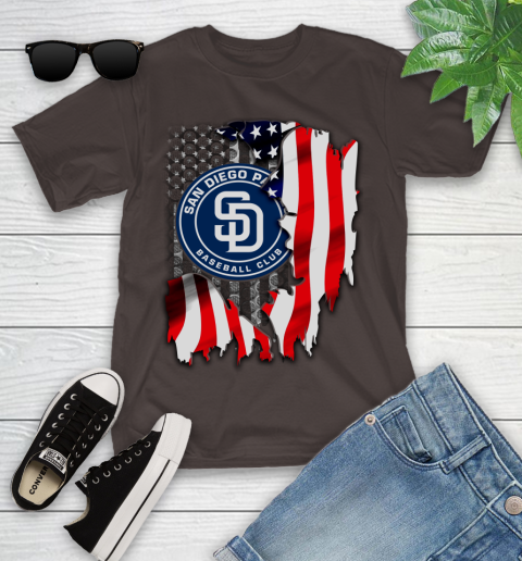 San Diego Padres MLB Baseball American Flag Youth T-Shirt 7
