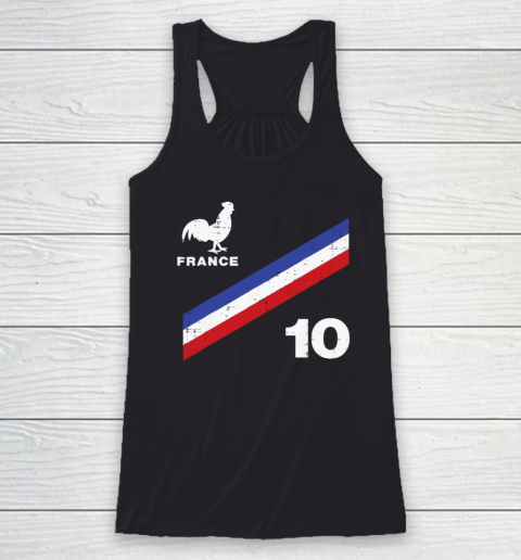France Flag Rooster Number 10 Soccer Fan Racerback Tank
