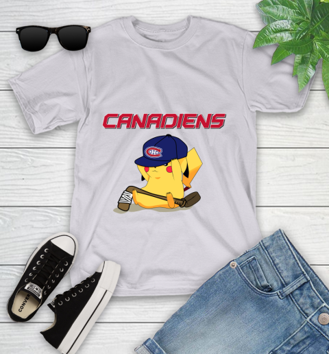 NHL Pikachu Hockey Sports Montreal Canadiens Youth T-Shirt 4
