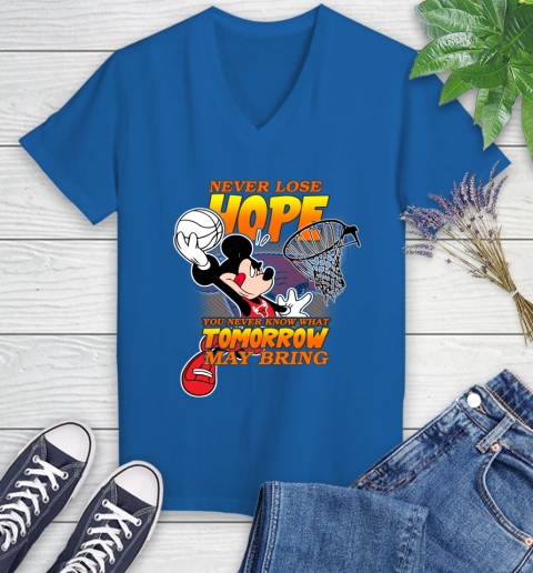 Chicago Bulls NBA Basketball Mickey Disney Never Lose Hope Women's V-Neck T-Shirt 10