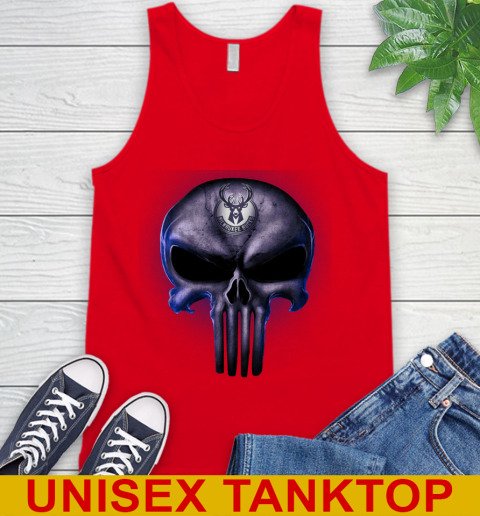 Milwaukee Bucks NBA Basketball Punisher Skull Sports Tank Top 5