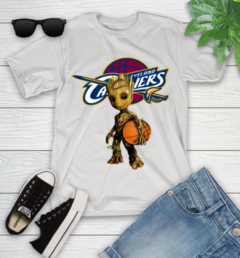 Cleveland Cavaliers NBA Basketball Groot Marvel Guardians Of The Galaxy Youth T-Shirt