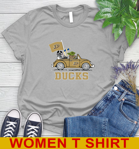 NHL Hockey Anaheim Ducks Darth Vader Baby Yoda Driving Star Wars Shirt Women's T-Shirt 5