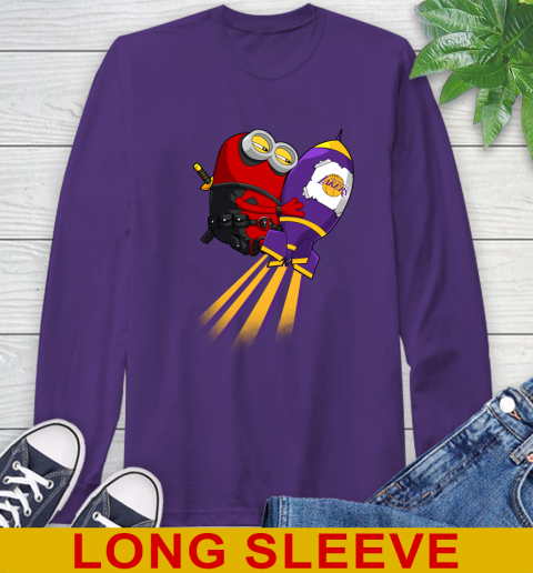 NBA Basketball Los Angeles Lakers Deadpool Minion Marvel Shirt Long Sleeve T-Shirt 6 NBA Basketball Los Angeles Lakers Deadpool Minion Marvel Shirt Long Sleeve T-Shirt - Image 6