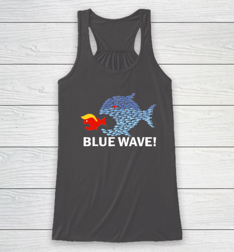 Blue Wave 2024 Funny Big Fish Eat Little Fish Trump Hair Racerback Tank 6