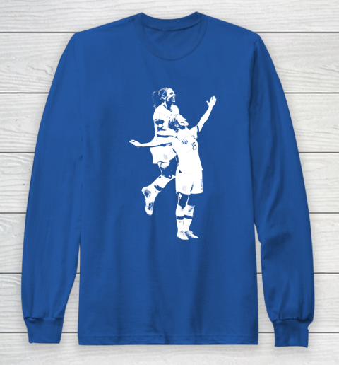 Megan Rapinoe and Alex Morgan Victory Pose  The White Stencil Long Sleeve T-Shirt 6