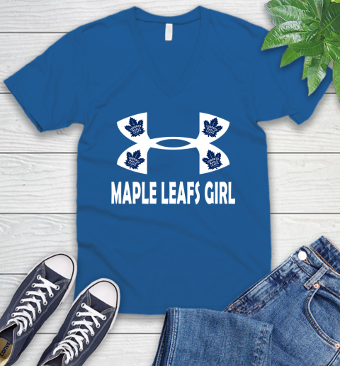 NHL Toronto Maple Leafs Girl Under Armour Hockey Sports V-Neck T-Shirt 5