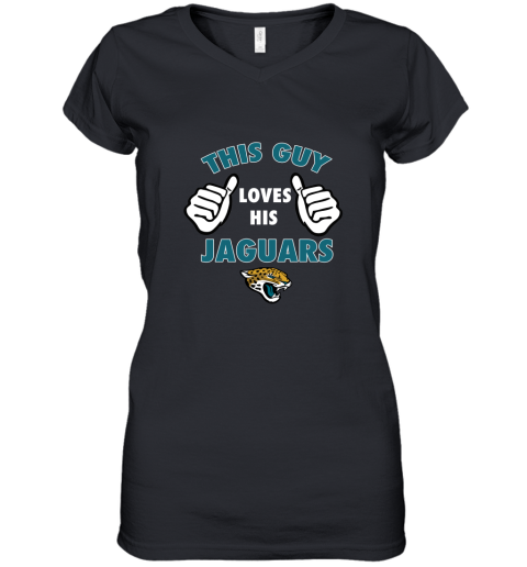 This Guy Loves His Jacksonville Jaguars Women's V-Neck T-Shirt