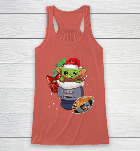 Cincinnati Bengals Christmas Baby Yoda Star Wars Funny Happy NFL Racerback Tank 4