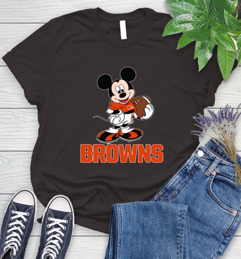 NFL Football Cleveland Browns Cheerful Mickey Mouse Shirt Women's T-Shirt 9