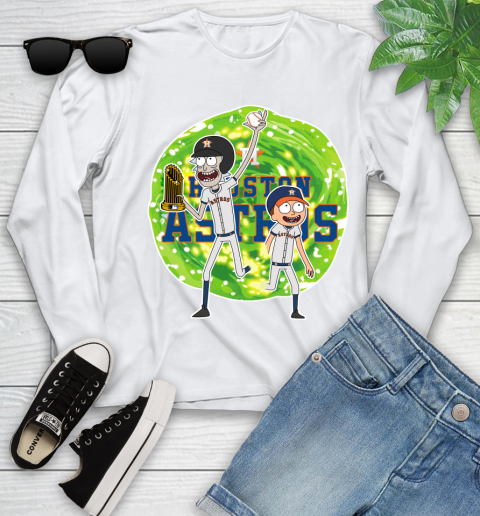 MLB Houston Astros Rick And Morty Commissioner's Trophy Baseball Sports Youth Long Sleeve