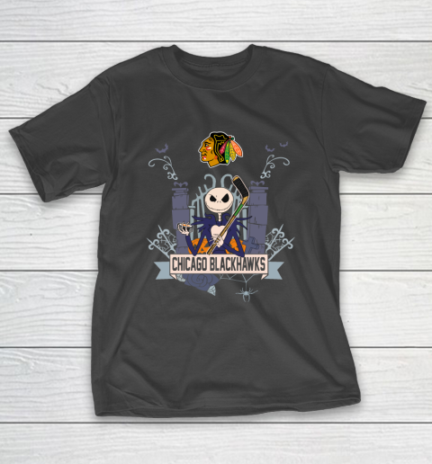 NHL Chicago Blackhawks Hockey Jack Skellington Halloween T-Shirt