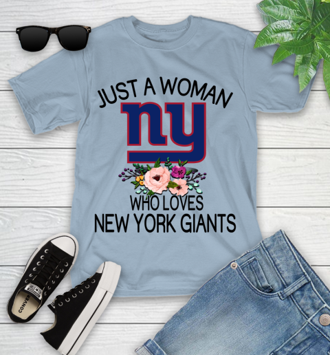 NFL Just A Woman Who Loves New York Giants Football Sports Youth T-Shirt 6