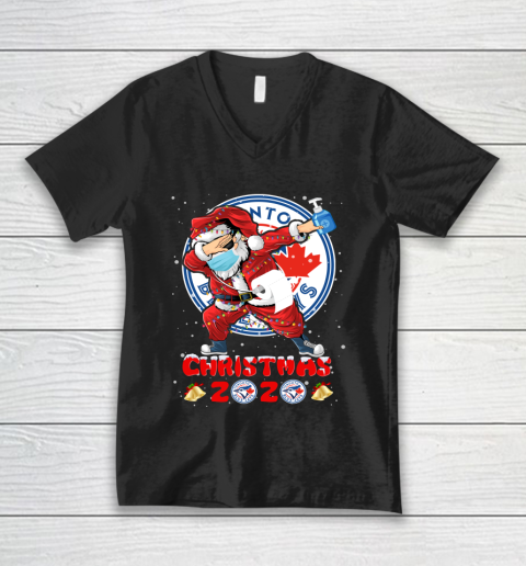 Toronto Blue Jays Funny Santa Claus Dabbing Christmas 2020 MLB V-Neck T-Shirt