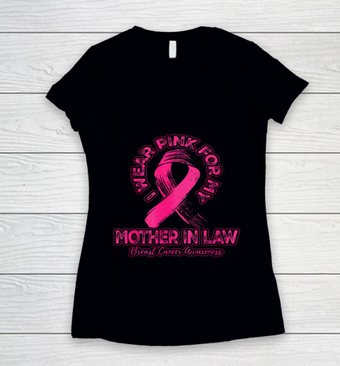 I Wear Pink for my Mother in Law Women's V-Neck T-Shirt