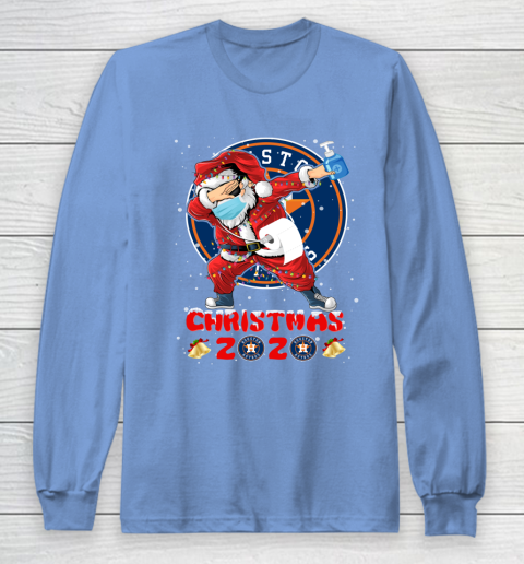 Houston Astros Funny Santa Claus Dabbing Christmas 2020 MLB Long Sleeve T-Shirt 8