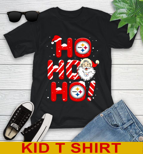 Pittsburgh Steelers NFL Football Ho Ho Ho Santa Claus Merry Christmas Shirt Youth T-Shirt