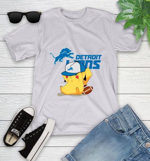NFL Pikachu Football Sports Detroit Lions Youth T-Shirt 4
