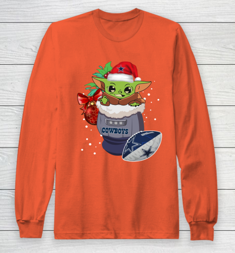 Dallas Cowboys Christmas Baby Yoda Star Wars Funny Happy NFL Long Sleeve T-Shirt 5