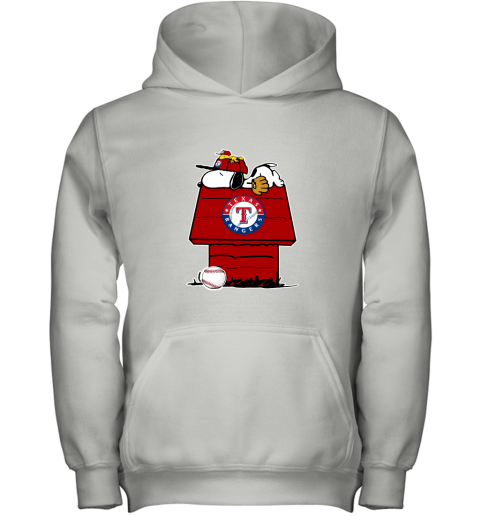 Texas Rangers Snoopy And Woodstock Resting Together MLB Youth Hoodie