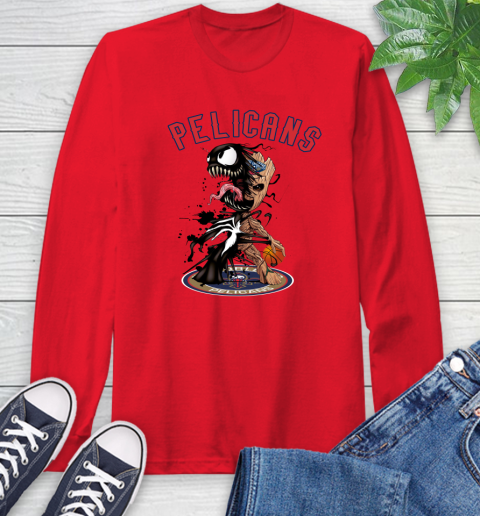 NBA New Orleans Pelicans Basketball Venom Groot Guardians Of The Galaxy Long Sleeve T-Shirt 10