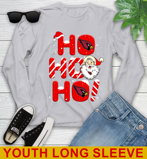 Arizona Cardinals NFL Football Ho Ho Ho Santa Claus Merry Christmas Shirt Youth Long Sleeve 5