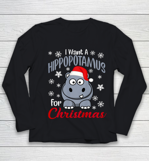 I Want A Hippopotamus For Christmas Shirt Xmas Hippo Youth Long Sleeve