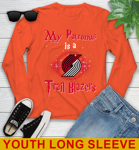 NBA Basketball Harry Potter My Patronus Is A Portland Trail Blazers Youth Long Sleeve 3
