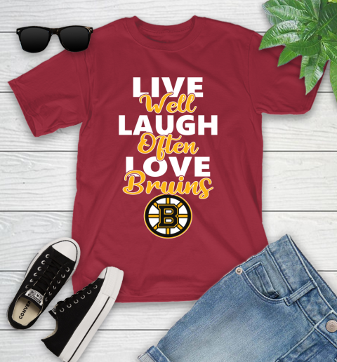 NHL Hockey Boston Bruins Live Well Laugh Often Love Shirt Youth T-Shirt 12