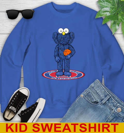 NBA Basketball LA Clippers Kaws Bff Blue Figure Shirt Youth Sweatshirt - Image 8