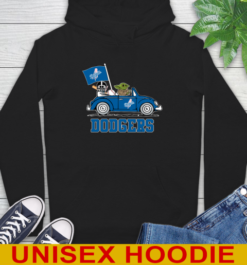 MLB Baseball Los Angeles Dodgers Darth Vader Baby Yoda Driving Star Wars Shirt Hoodie 2