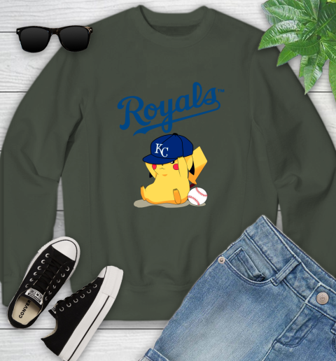 MLB Pikachu Baseball Sports Kansas City Royals Youth Sweatshirt 10