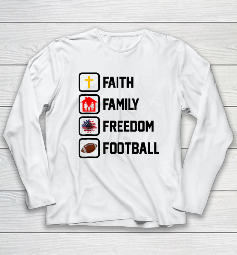 Faith Family Freedom Football Christian Long Sleeve T-Shirt