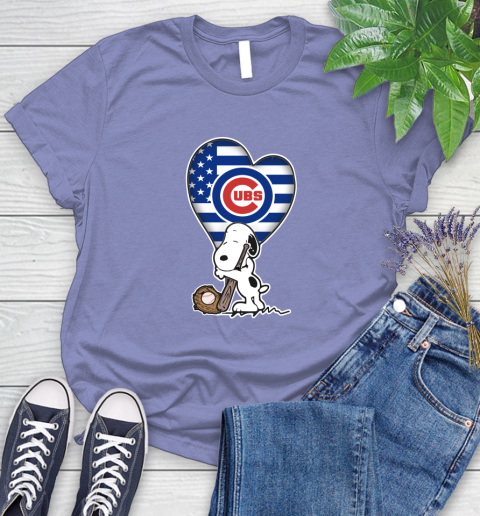 Chicago Cubs MLB Baseball The Peanuts Movie Adorable Snoopy Women's T-Shirt 11
