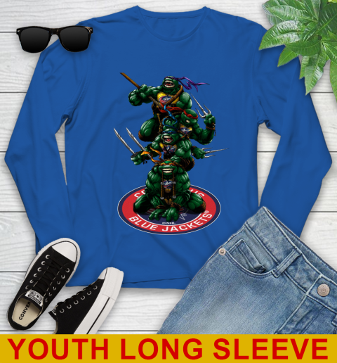 NHL Hockey Columbus Blue Jackets Teenage Mutant Ninja Turtles Shirt Youth Long Sleeve 10