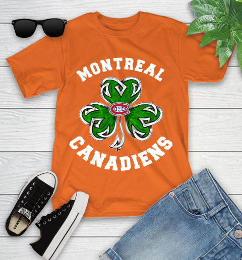 NHL Montreal Canadiens Three Leaf Clover St Patrick's Day Hockey Sports Youth T-Shirt 9